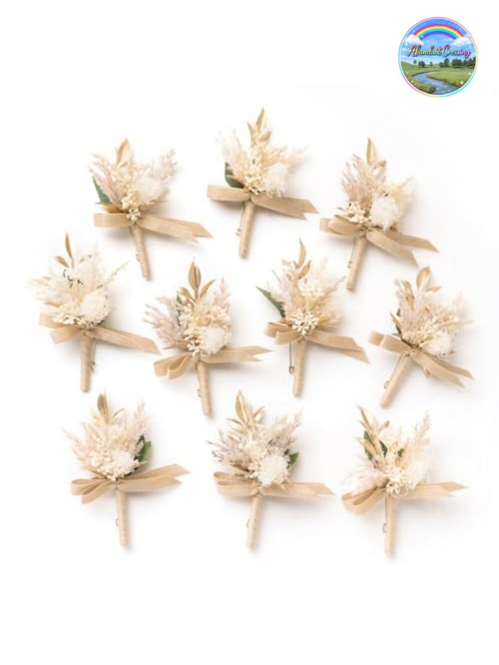Artificial Flower Boutonniere Set for Men Wedding Formal Events 10-Piece